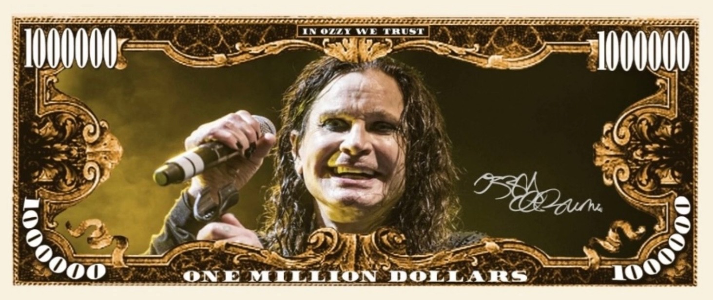 ✅ Pack of 25 Ozzy Osbourne 1 Million Dollar Bills Collectible Novelty Money ✅