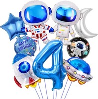 Geburtstagsdeko Weltraum 4 Jahre Rakete Astronaut Folienballon FüR Jungen Kinder