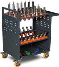 2-Tier 35-Hole Rolling Tool Cart  Dual Brake Wheels  Garage Storage Organizer