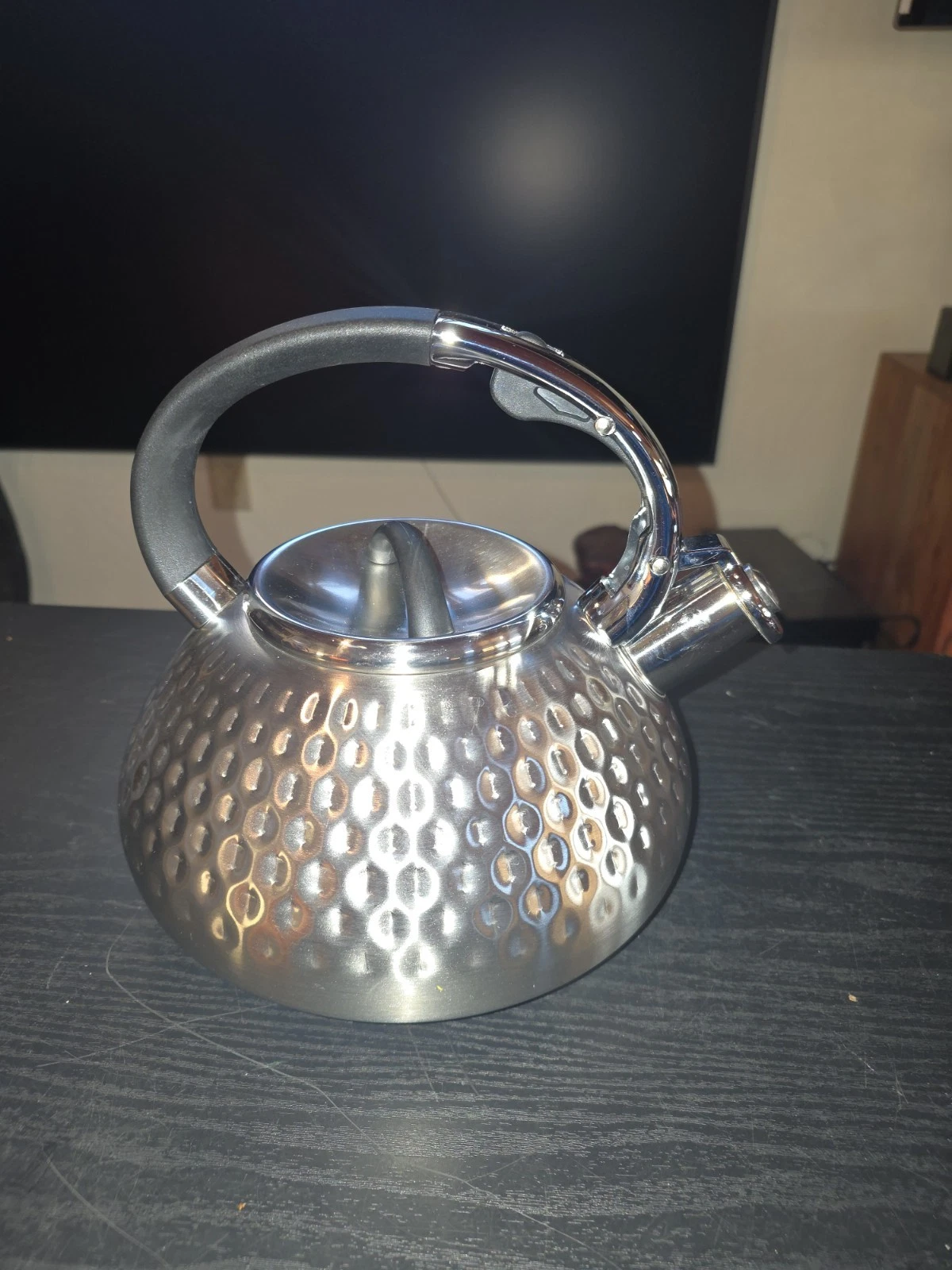 Balduzzi Hammered Stainless Steel Silver Tea Kettle Induction Italian Style