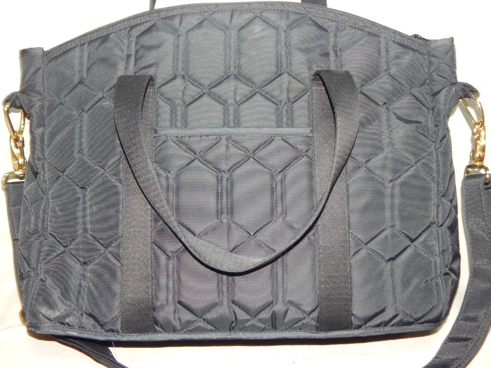 Cinda B quilted black weekend bag w/ crossbody strap & handles duffle - Image 4 of 4