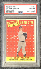 1958 Topps # 487 MICKEY MANTLE- PSA 4 VG/EX - SPORT MAGAZINE ALL STAR SELECTION