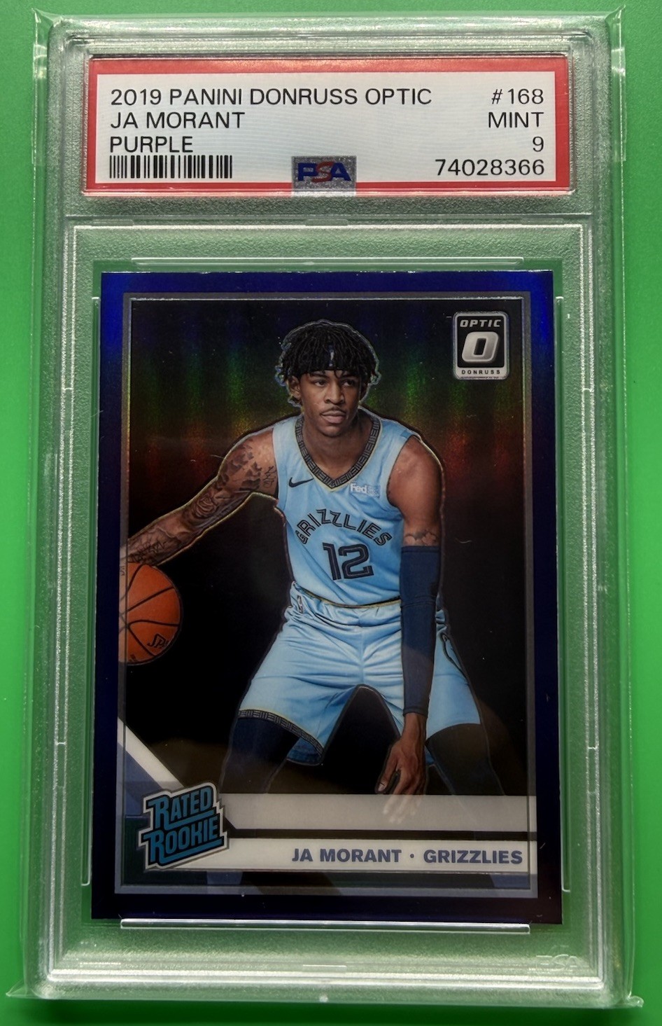 2019-20 Donruss Optic Ja Morant Purple RC #168 - PSA 9 Mint Rookie