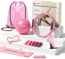 Home Pilates Ring and Ball Set for Women with 5 Resistance Bands 13 Inch Magic C