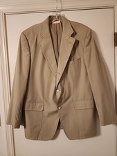 Vtg KHAKI Tan BROOKS BROTHERS BLAZER SPORT Coat Washable Made in USA 44R