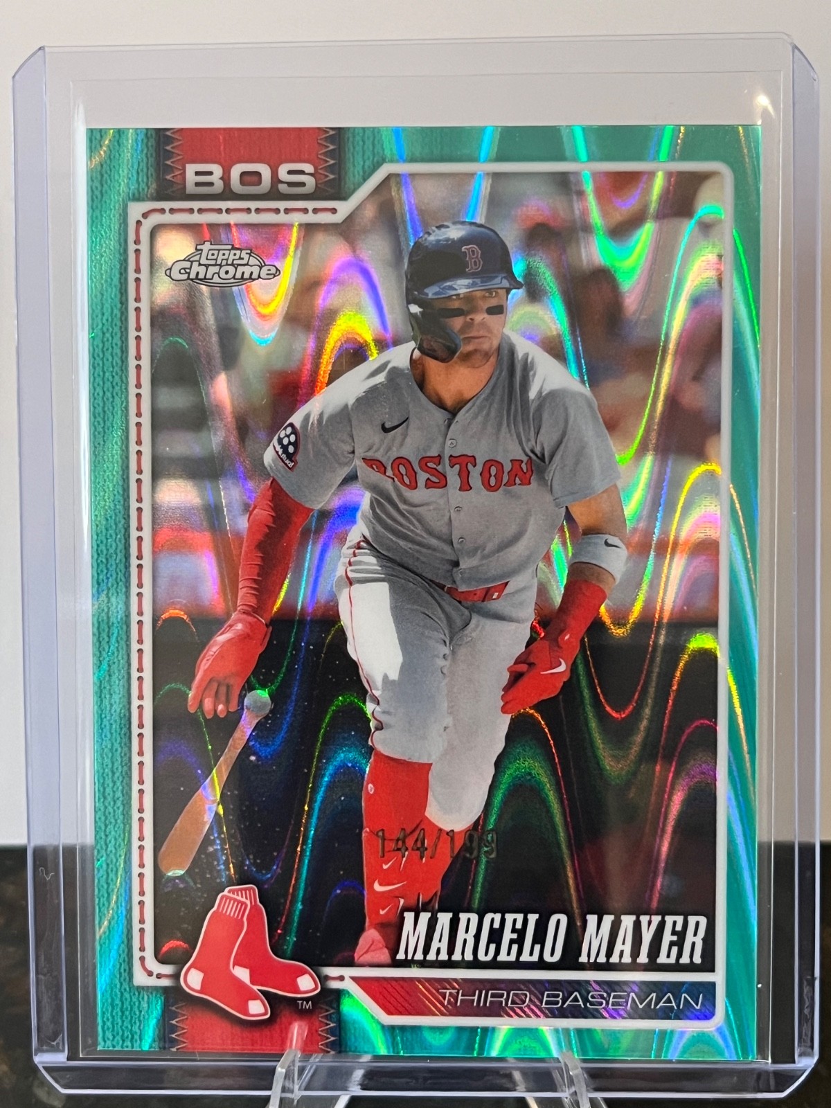 2026 Topps Chrome Marcelo Mayer Aqua RayWave Refractor /199 Red Sox 144/199