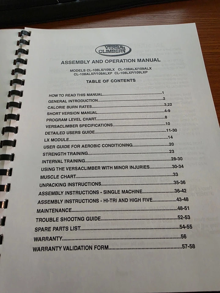 Versa Climber сборка и руководство по эксплуатации - для моделей CL-108 и CL109 - оригинал - Изображение 2 из 4