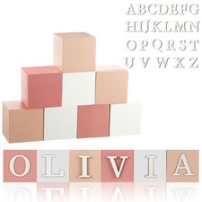 8 Pcs Custom Wooden Name Sign 8 Letter Blocks and 78 Wooden Letter Name Woode...
