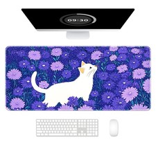 Auhoahsil Large Gaming Mouse Pad, Cute Cat XXL 35.4 x 15.7 in Desk Pad Stitch...