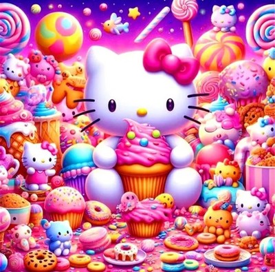 Hello Kitty Diamond Art/Malerei 40x40 Rundbohrer