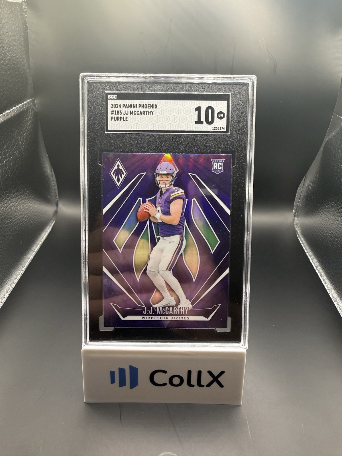 2024 Panini Phoenix - Rookies J.J. McCarthy #185 Purple (RC) SGC 10 Gem Mint