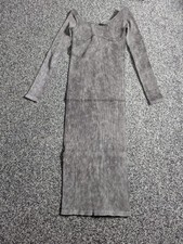 BDG Kallie Midi Dress XS Grey Awkward Ribbed Bodycon Urban Outfitters