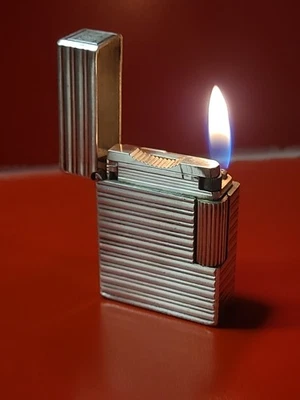 Briquet St DUPONT BSP Plaqué Argent Fonctionne tient la charge - Photo 1/4