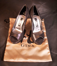 Gina 'Harper Graphite Jewel' Open Toe Pump Shoes Boxed NEW!