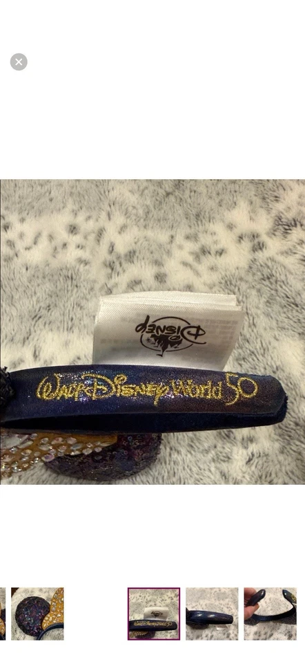 Diadema con lazo dorado con orejas de lentejuelas iridiscentes de Minnie Mouse de los parques de Disney Foto 4 de 4