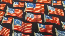 Cotton Fabric Patriotic Fabric Waving American Flags Quilting Cotton BTY x 44