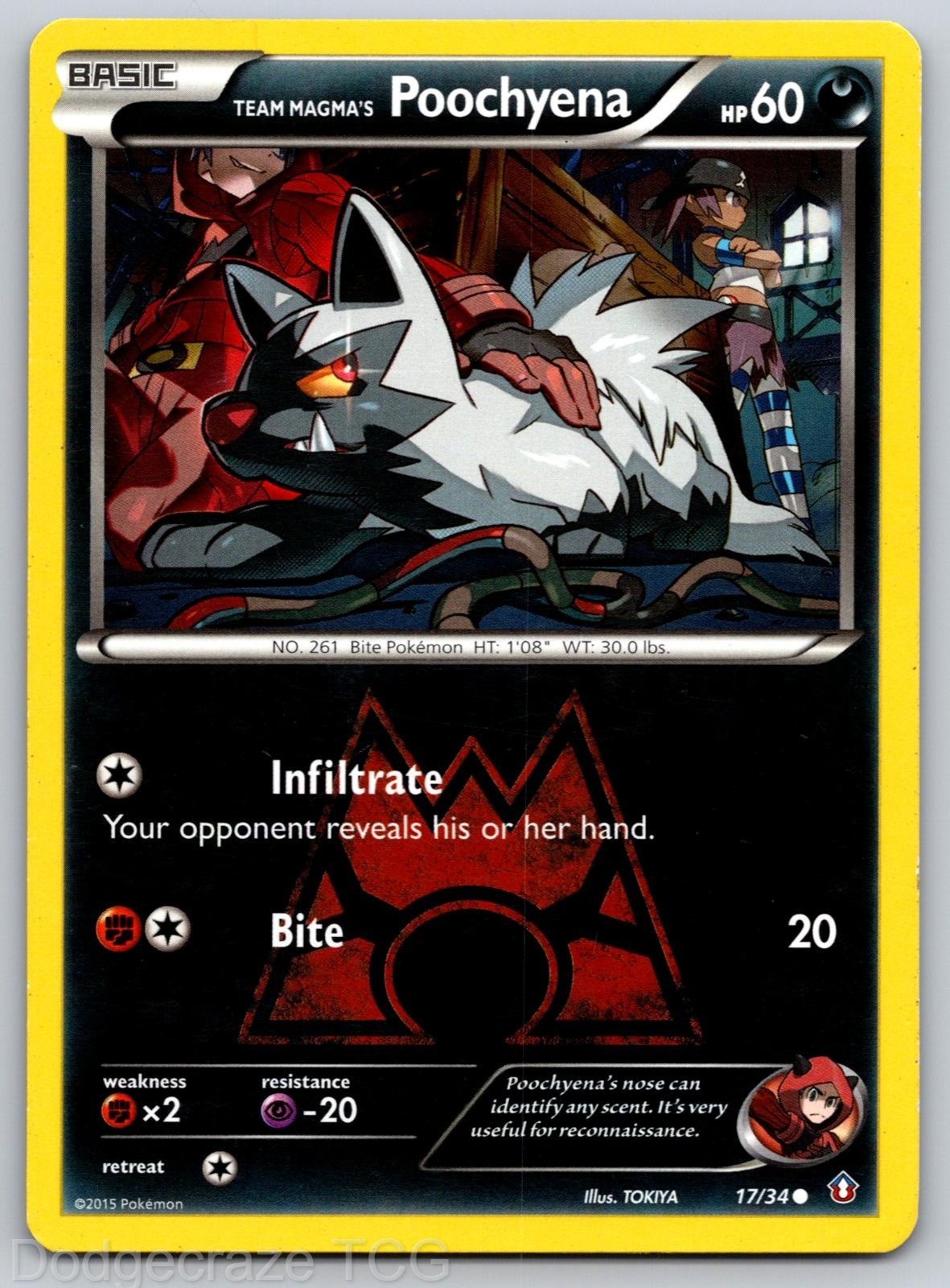 Team Magma's Poochyena 17/34 Common Double Crisis Pokemon LP