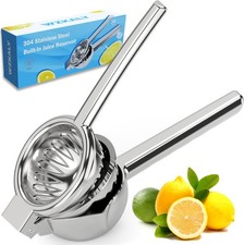 Lemon Squeezer Stainless Steel - Heavy Duty Solid Metal Bowl Silver