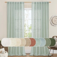 Luxury Soft Light Sage Linen Sheer Light Filtering Curtains 2pk 52 x 84 C77