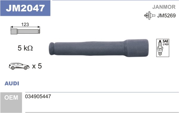 Stecker ZüNdspule Janmor JM2047 FüR Audi B4 4A2 80 8C2 4A5 A6 8C5 C4 100 89 B3-image