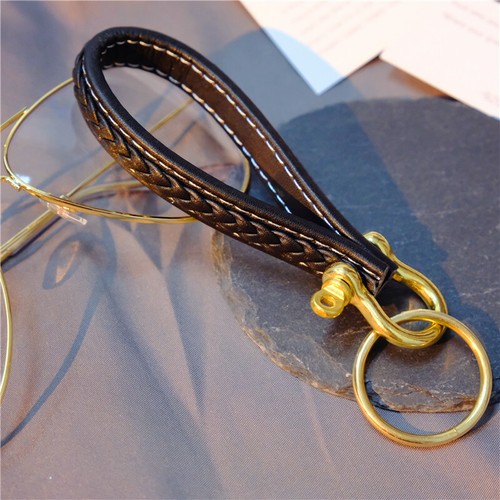 Vintage Key Chain Vintage Car Ring Key fob Brass Metal PU Woven Keychain Clip - Picture 8 of 13
