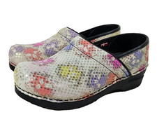 Sanita Danish Clogs White with Multicolor Skulls Stars Women's Size 38 or 7-7.5