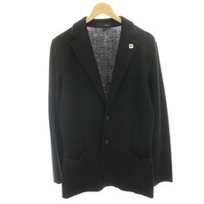 LARDINI Knit Jacket S Black Wool Blazer Slim Fit 75cm Office Casual