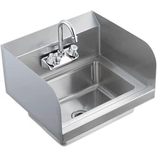 SKYSHALO Stainless Steel Commercial Hand Sink w/ Faucet & Side Splash