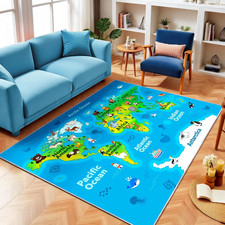 Educational World Map Play Rug for Kids