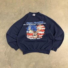 vintage 90s Hanes heavyweight Made in USA patriot Deer Hunting graphic crewneck