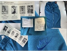 VTG 90s Nike Sweatpants Track Pants Womens L 12/14 Teal Swoosh Fleece Streetwear