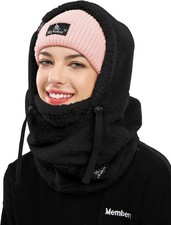Shy Velvet Balaclava Wind-Resistant Winter Face Mask,Fleece Ski Mask Black 