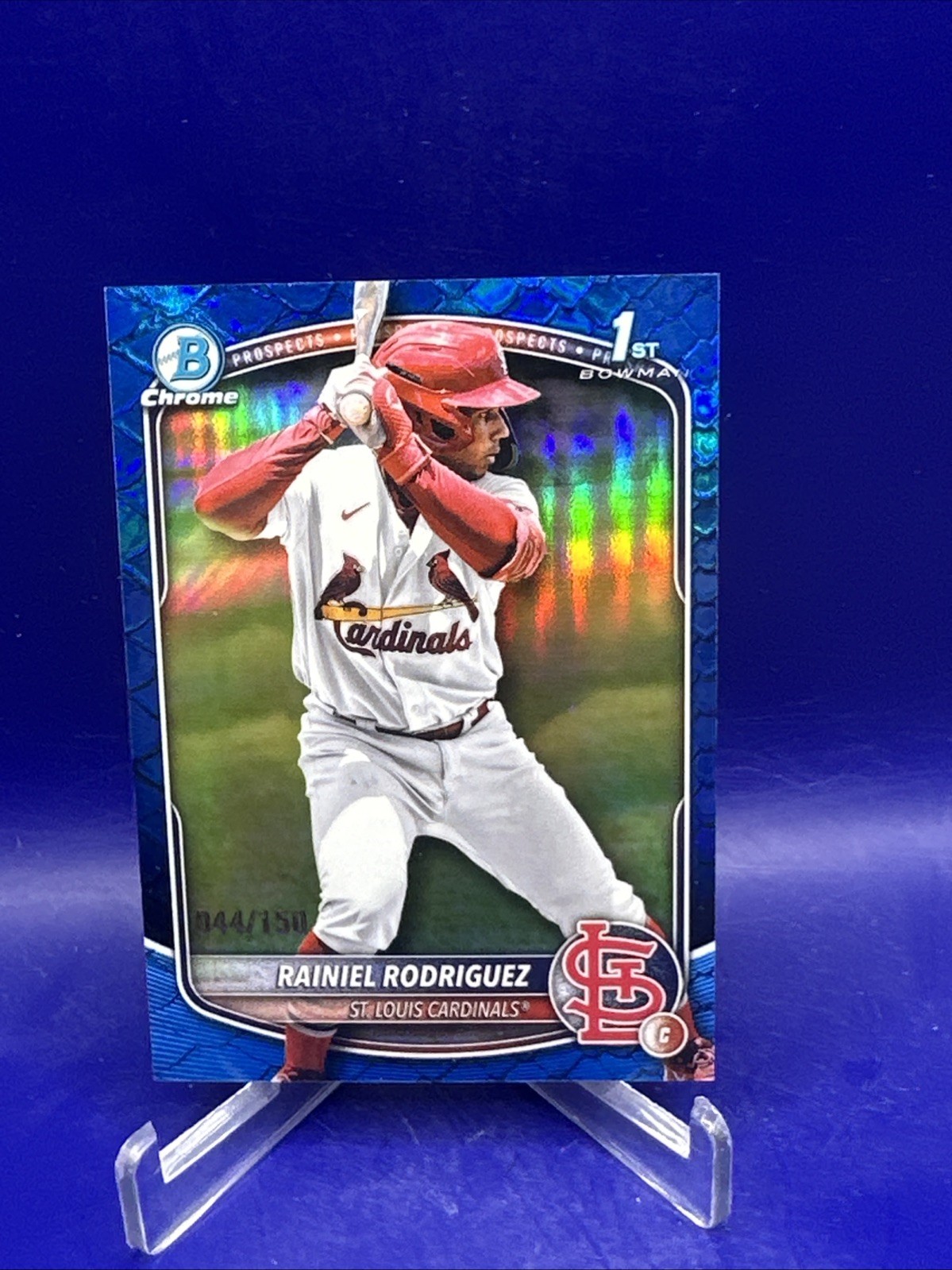 2025 Topps Bowman Chrome 1st Rainiel Rodriguez Blue Reptilian 44 /150