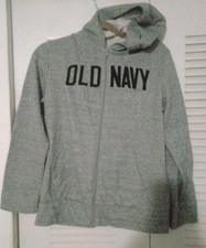 Old Navy Gray Navy Logo Graphic Zip-Front Hoodie for Boys Size XL 14-16 