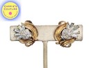 Vintage 1954 Signed Crown Trifari Clear Rhinestone "Thistle" Clip Earrings