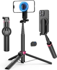 57" Phone Tripod Stand with Remote, Strong Magnetic Selfie Stick for Iphone Andr