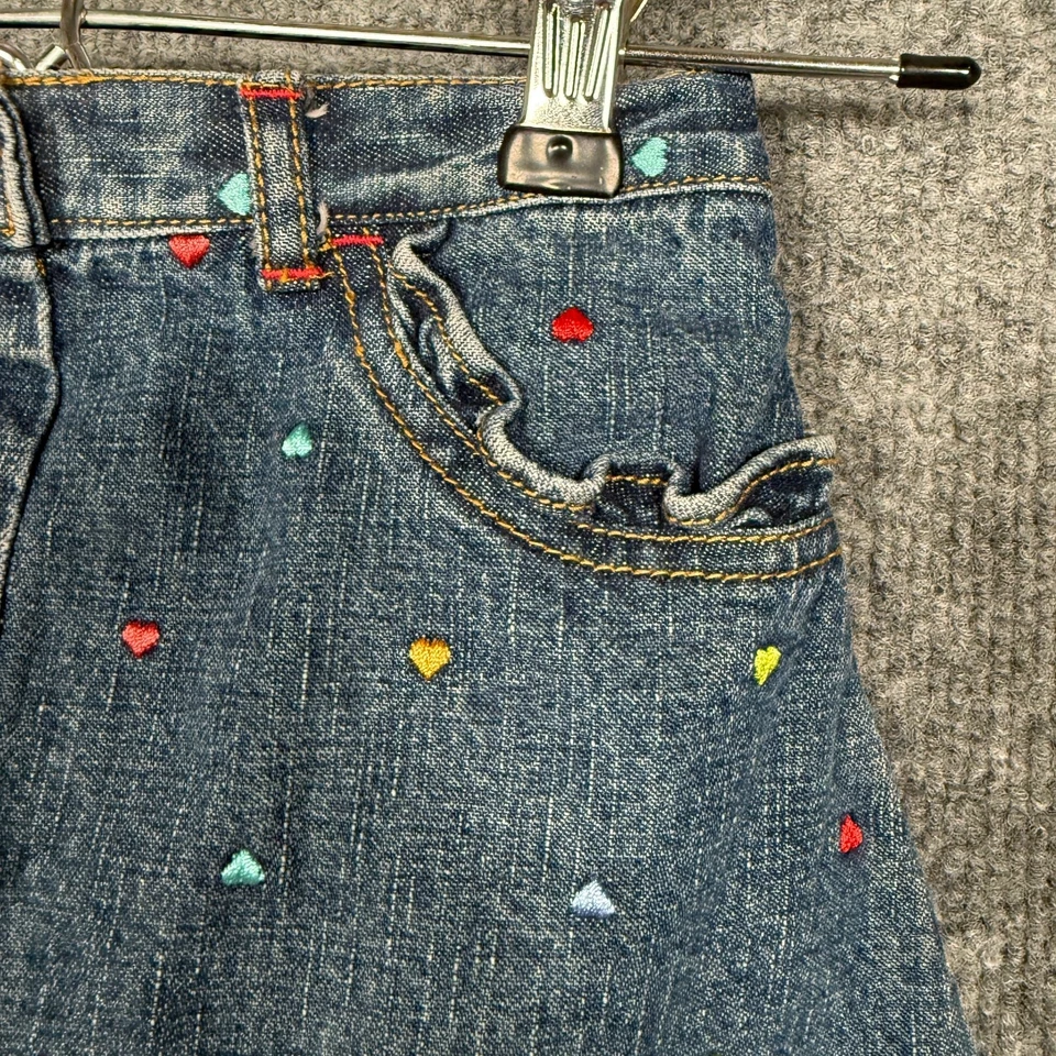 De Colección Y2K Gymboree Bebé Niña 18-24 Mos Bordado Corazón Denim Falda Azul Algodón Foto 3 de 4
