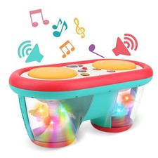 Musical Drum Toy for Toddler 1-3, Drum Musical Learning with Rotating Lights and