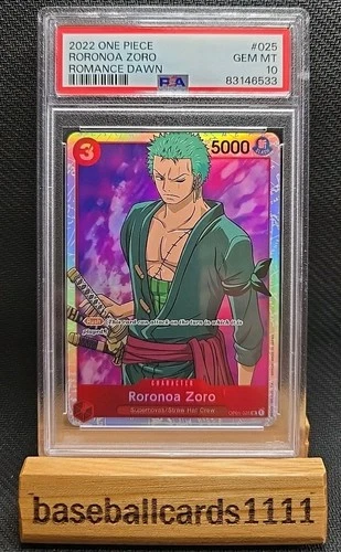Romance Dawn One Piece Roronoa Zoro SR OP01-025 PSA 10 P1