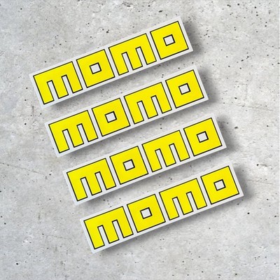 MOMO Racing Aufkleber - 100 mm gelb/schwarz Vinyl Decals (4er Set) Motorsport