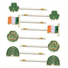 8/12PCS St.Patrick's Day Hair Clips for Women Glitter Shamrock Hat Style A