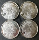 Lot of Four 1oz Silver Buffalo Rounds