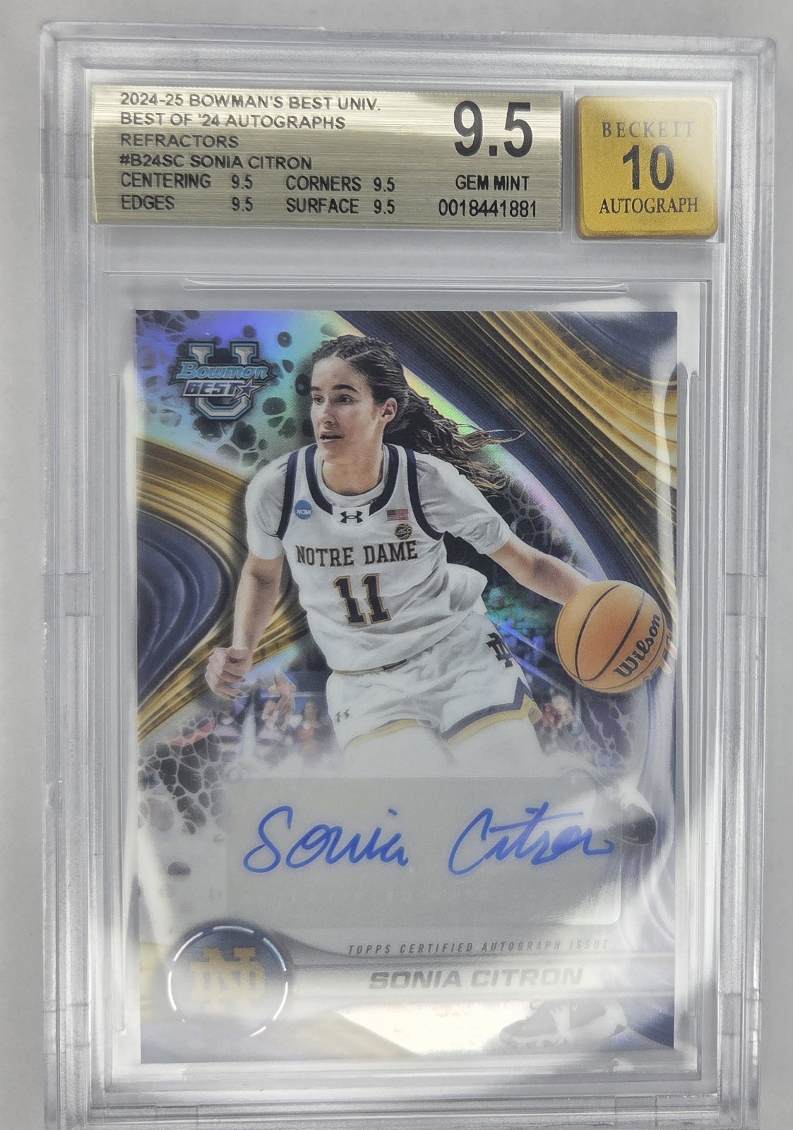 2024 BOWMAN U BEST SONIA CITRON /99 BEST/2024 AUTO GREEN MINI DIA PSA 9
