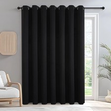 Black Blackout Sliding Door Curtains 84 Inch Length, Extra Wide Room Divider ...
