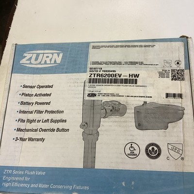 Zurn ZTR6200EV-HW: 1.28 GPF Sensor-Operated Water Closet Valve New In Box