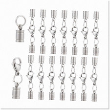 304 Stainless Steel Leather Cord End Caps and Lobster Claw Clasps