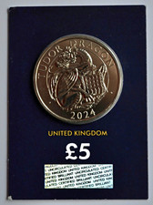  2024 Tudor Dragon £5 Five Pounds Coin ~ Charles III Era Change Checker 