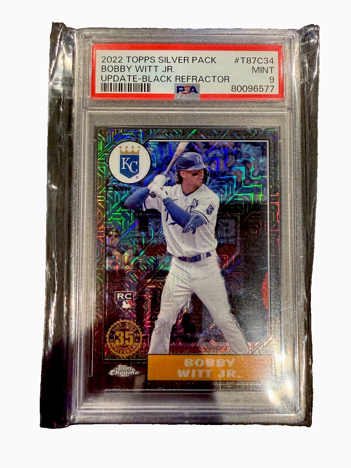 2022 Topps Silver Pack Black #/199 Bobby Witt Jr. #T87C-34 PSA 9 RC view 4