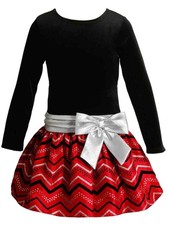 Emily West Girls Black  Red Chevron Velour Holiday Special Occasion Dress 4
