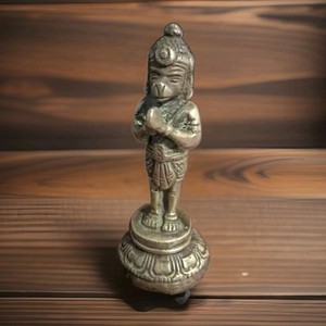 Antique Early 20th Century Brass Statue "The Humble Lord Hanuman" Showpiece